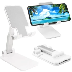 Foldable Cellphone Stand Holder Adjustable Angle and Height for Desk, White - Picture 1 of 7