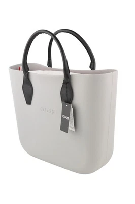 O BAG Damen Tasche OS hellgrau Innentasche Reißverschluss Doppelgriffe eckig Freizeit * - Bild 1 von 4