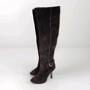 Prada Wildleder High Heel Stiefel Damen 6 36 Reitsport Leder Knie Reiten Italy Reißverschluss - Bild 1 von 24