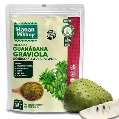 HANAN Hojas de Guanabana 100% Natural Graviola Soursop Leaf Powder for Vitality Peru