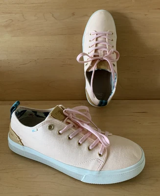 NUEVO TOMS 10013408 ZAPATOS DE LONA CON CORDONES ROSA Y BLANCO PARA MUJER TALLA US 8 EUR 38,5 Foto 1 de 4