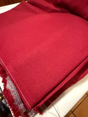Vintage Woven Upholstery Fabric Heavy CHERRY RED 68" X 5 YDS. - Image 1 of 4