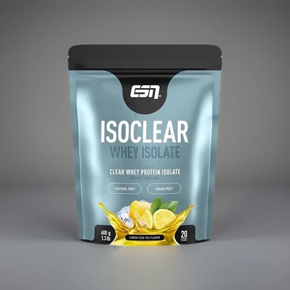 ESN Isoclear Whey Protein Isolat 600g Lactosefrei Lemon Iced Tea Shaker