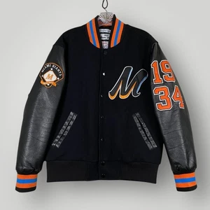 Miami Giants Jacket Mens Small Black Orange 1934 MLB Baseball Wool Leather HGC - Foto 1 di 14