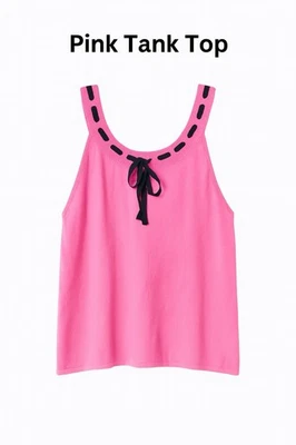 Camiseta sin mangas Joseph A para mujer rosa tejida con lazo, Y2K, talla XL Foto 1 de 4