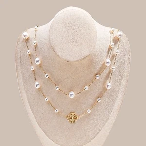 Tory Burch Halskette Gold Perlen Logo 💛🧡 - Bild 1 von 5