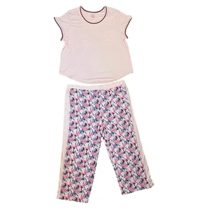 Cuddl Duds 3X Pajama Set Cool & Airy Pink Floral Stretch Lounge Sleepwear NWT - Picture 1 of 13