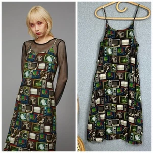 Black Friday Dangerfield Dress Size 8 ZS Tv Television Print Midi - Bild 1 von 9