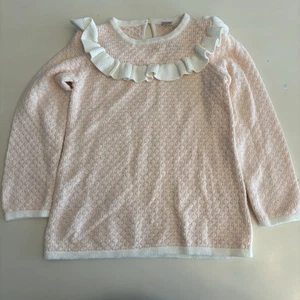 Janie and Jack Girl's Blush Pink Ruffle Shoulder Sweater Top Size 4T NEW - Picture 1 of 8