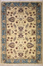 Rugstc 4x6 Senneh Chobi Ziegler White Area Rug,Natural dye, Hand-Knotted,Wool