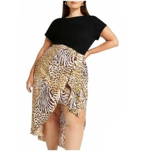 River Island Knot Front Animal Print Skirt US 22 - Picture 1 of 8
