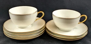 B&C Limoges piattini floreali bordati oro bianco (2) tazze e (7) piattini - Foto 1 di 12