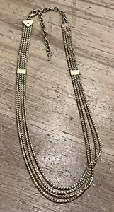 Stella & Dot KEEP Collective Gold Tone Lock Heart Key Charm Necklace Four Chains - Picture 1 of 13