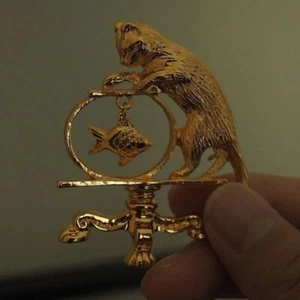 Spilla pesca vintage gatto gioielli antichi personalità marca vintage placcata oro - Foto 1 di 6