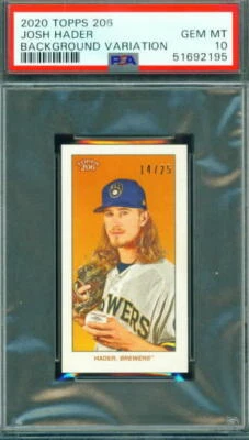 2020 Topps 206 Baseball JOSH HADER "Background Variation" Brewers 14/25  PSA 10 - Image 1 of 2