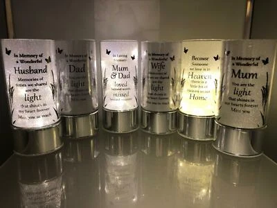 Thoughts of You Glass Memorial Tube LED Lights Choice of 8 Sentiments Family - Image 1 of 4
