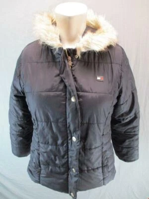 Tommy Hilfiger Talla L (12-14) Niñas Negro Con Capucha Aislante Puffer Chaqueta GR6049 Foto 1 de 4