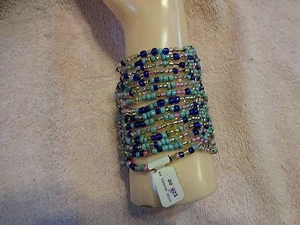 Nuevo Brazalete Colorido 2 3/4" Ancho 15 Hilos Cuentas Vidrio - Imagen 1 de 5