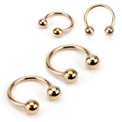 Pair of Rose Gold IP Horseshoe Circular Barbells Ring Septum Tragus Lip Nose - Image 1 of 3