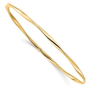 Bracciale slip-on in oro giallo 10 kt 3 mm lucido 7 pollici ritorto - Foto 1 di 4