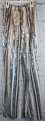 Southern Fried Chics, NWT, Striped Sequin Flare Boho Chic Party Pants, Sz. S - Image 1 of 4