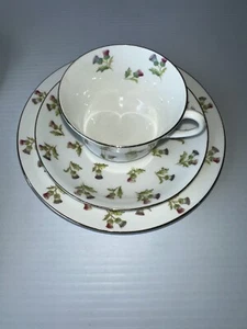 RARE Adderley Bone China England Smooth Thistle Cup & Saucer Bread Plate - Picture 1 of 7