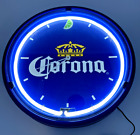 17" Corona Beer Sign Double Neon Clock White Neon Man Cave Bar Garage