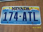 NEVADA LICENSE PLATE (1) "THE SILVER STATE STATE"  174 ATL-GOOD  USED CONDITION