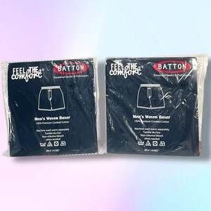 Batton Men’s Size 38 Woven Boxers 100% Combed Cotton 2 Pairs-Light Blue /Stripes - Picture 1 of 10