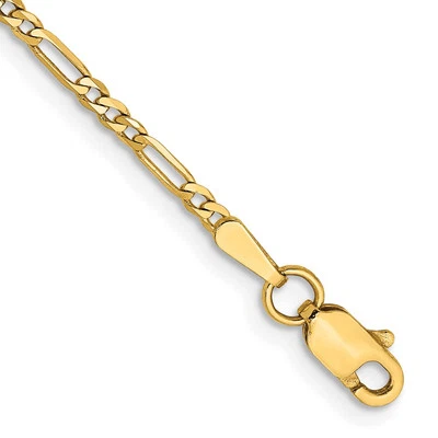 14k Yellow Gold 1.80mm Flat Figaro Link Chain Bracelet 7 Inch - Image 1 of 4