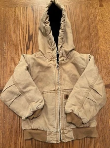 Carhartt Boys Brown Insulated Hooded Jacket Size 4T - Picture 1 of 9