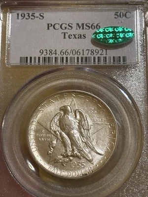 1935-S 50C Texas PCGS/CAC MS66 - Classic Silver Commemorative - Image 1 of 2