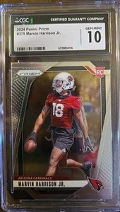 2024 Panini Prizm #375 Marvin Harrison Jr RC Rookie Gem Mint CGC 10 - Foto 1 di 2