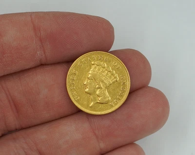 1870 $3 Gold Indian Princess XF Condition - Image 1 of 3