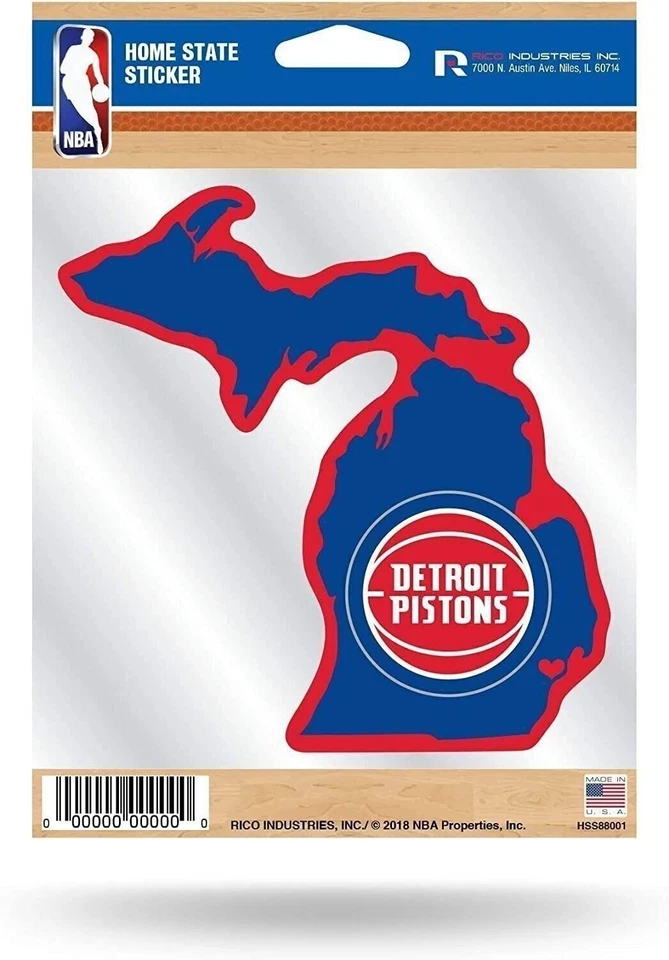 Detroit Pistons 5 Inch Sticker Decal, Home State Design, Flat Vinyl, Full... - Image 1 of 1