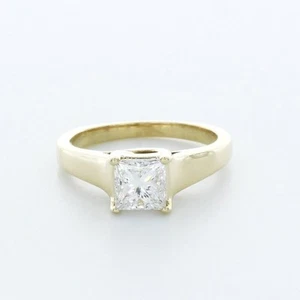 Anillo de compromiso solitario de oro blanco con diamantes naturales princesa 1,47 quilates F/VS1 - Imagen 1 de 24