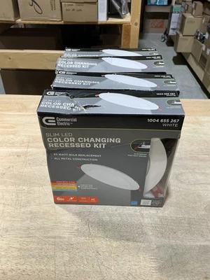 4-PK Commercial Electric Ultra Slim 6” Canless Recessed LED Lights  91477 - Image 1 of 4