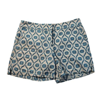 Pantalones Cortos Loft Talla 12 100% Lino Forrado Estampado Geométrico Azul Verano Informal Usados en Excelente Condición Geniales Foto 1 de 4