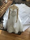 STUNNING Mary's Bridal gown sz 8 Off White beaded ballgown crystal, Long Train