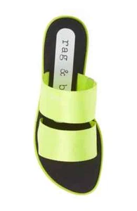 New Rag & Bone Cameron Mila Slide Sandal Sandal Flat ACID GREEN Size 37 EU, US 7 - Picture 1 of 12