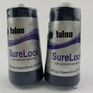 2 Spools Coats Talon Surelock Navy Blue Polyester Thread Multi-purpose 3000 Yds - Picture 1 of 3