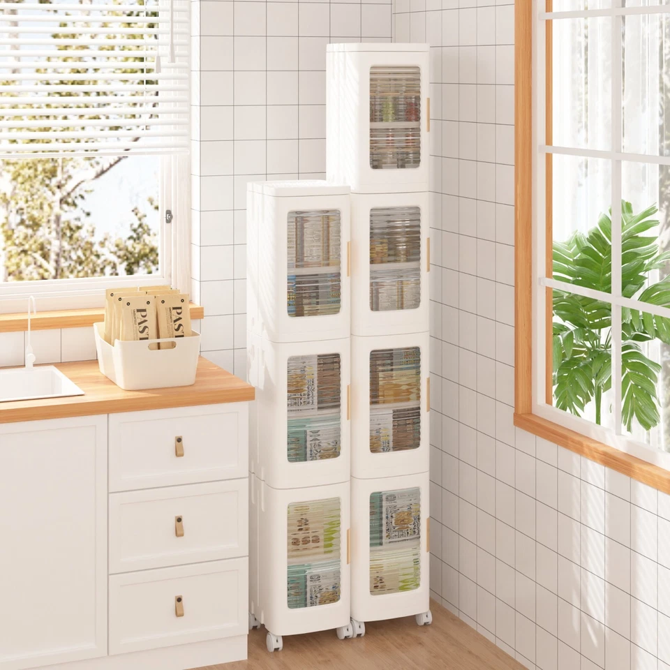 Armario de almacenamiento estrecho de 4 niveles con ruedas y estantes baño cocina espacio pequeño Foto 1 de 4