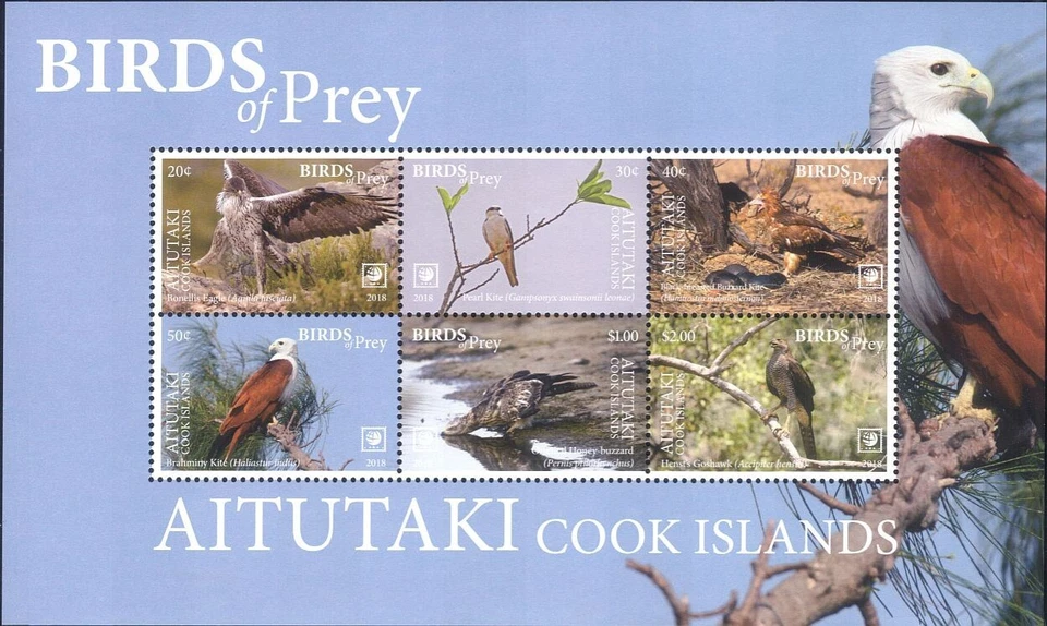 Aitutaki 2018 Birds of Prey/Raptors/Eagles/Kites/Nature/Wildlife 6v sht (b387h) - Image 1 of 1