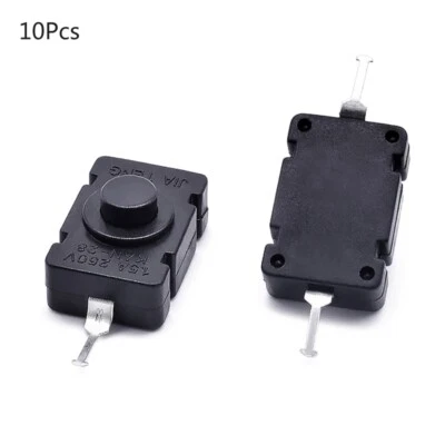 10 Pieces Black Latching Mini On/Off Switch Self-Lock Push Button Switch Durable - Image 1 of 4