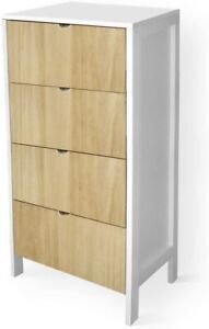Mobile legno 4 cassetti multiuso cassettiera top bianco 40x30x78 cucina bagno