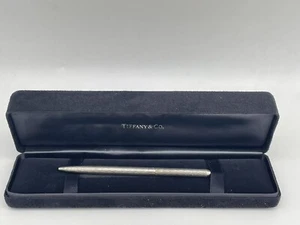 Vintage Rare WIDE Tiffany &Co 925 Sterling Silver Textured Pen with T clip POUCH - Picture 1 of 8