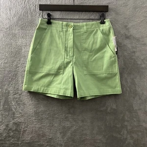 Larry Levine Chino Shorts Womans 6 Solid Green Zip Button Stretch Pockets Read - Picture 1 of 10