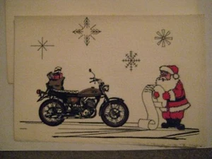 ¡TARJETA DE NAVIDAD DE COLECCIÓN DE DISTRIBUIDOR SUZUKI CON SANTA/T500 CON SOBRE DE CORREO NUEVO DE LOTE ANTIGUO! - Imagen 1 de 2