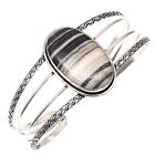 Silverleaf Jasper Gemstone Handmade Silver Jewelry Cuff Bracelets 7''Adjustable