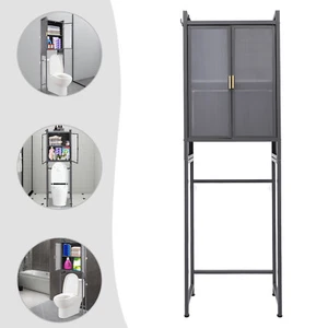 3 Tier Bathroom Shelf Over Toilet Bathroom Storage Cabinet Grey Shelf Free Stand - Picture 1 of 15